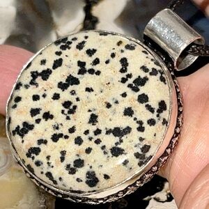 Round Dalmatian Jasper Pendant 1 1/2”